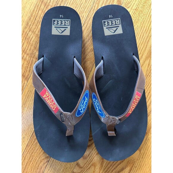 Reef Men’s Sandals Flip Flops Ford Wells Fargo sz 14 NWOT - Picture 1 of 4